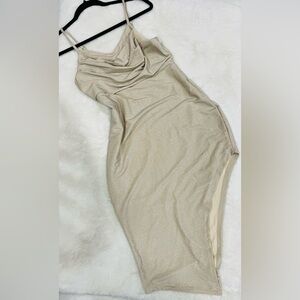 Chic Asymmetrical Gold Dress